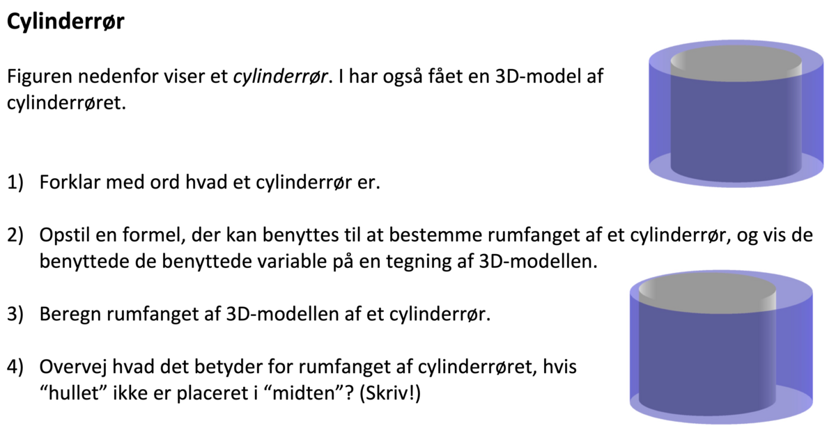 Opgave om rumfang af cylinderrør