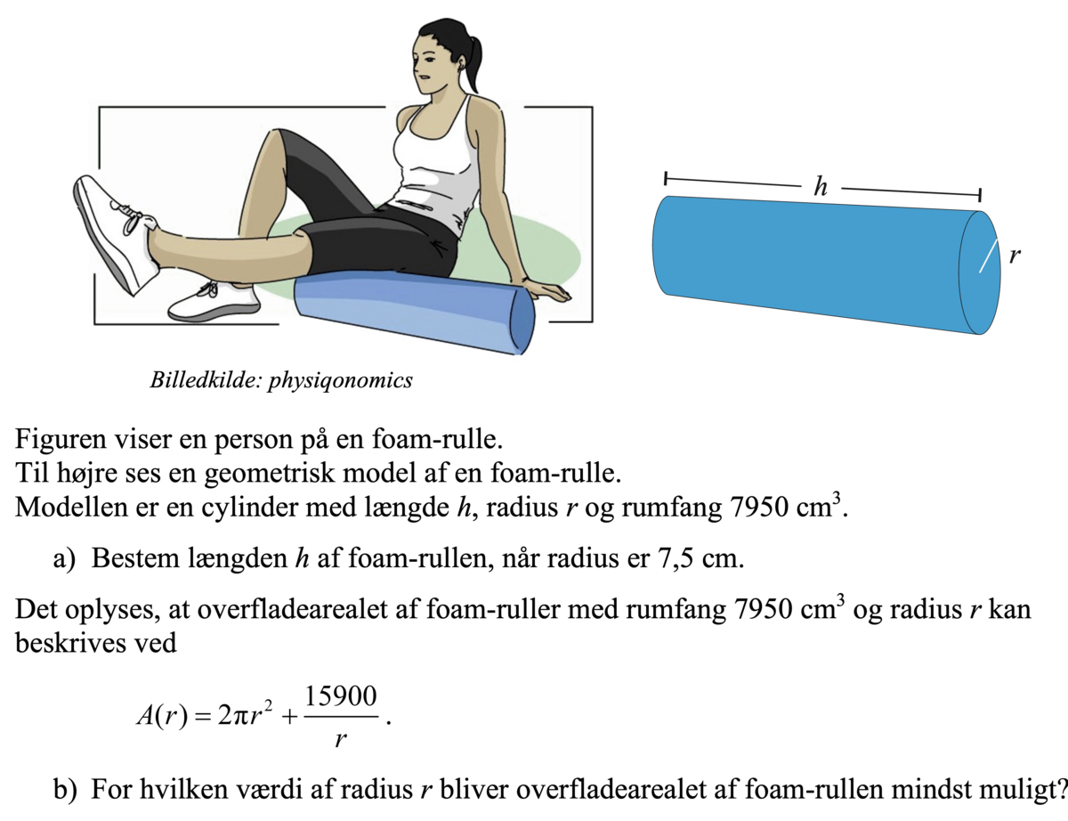 Opgave om foam-rulle og dens overfladeareal