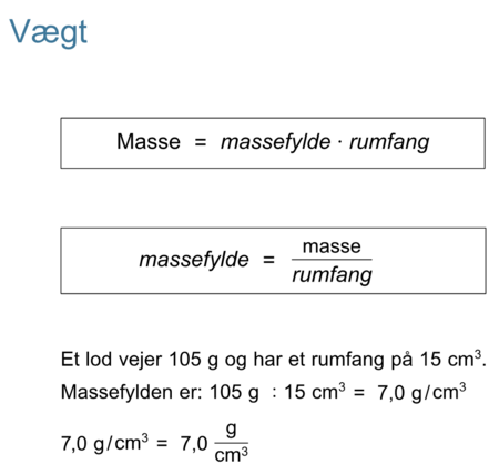 Opgave med brug af massefylde af lod