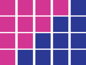 illustartion af alle de mulige tårne der kan bygges af 4 cubes i to forskellige farver