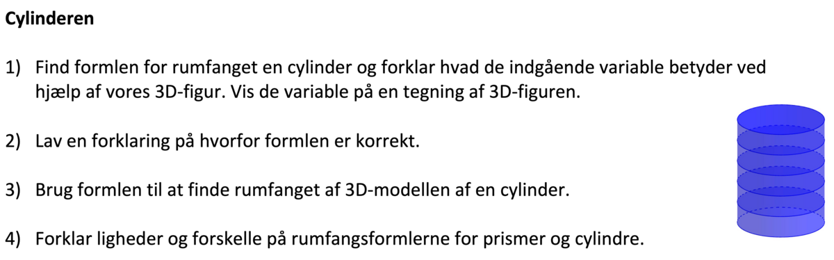 Opgave om rumfang af Prismer og cylindre