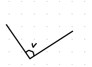 Skitse af vinkel navngivet v