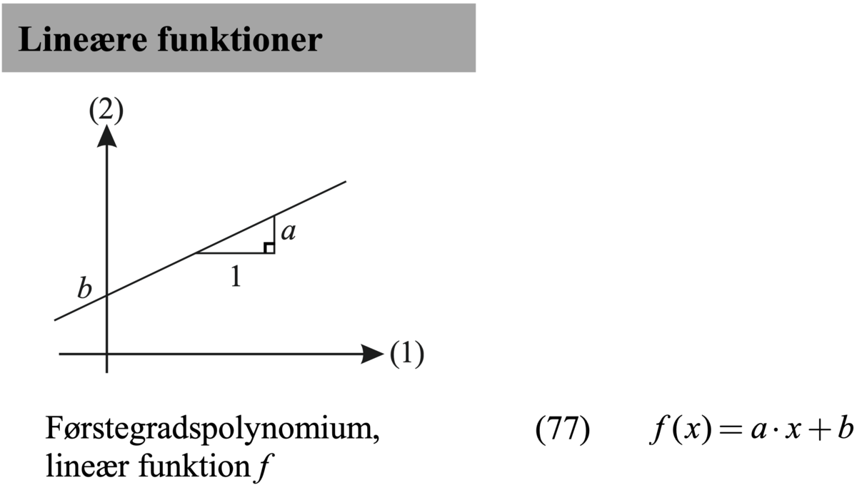 Opgave omkring 1. grads polynomium i gymnasiet